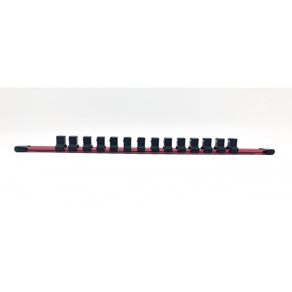 1/4 in., 3/8 in., 1/2 in. Drive Red Aluminum Socket Holder Set (3-Piece)