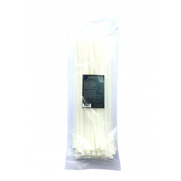 100 pc 15-1/2 in. White Reusable Cable Ties