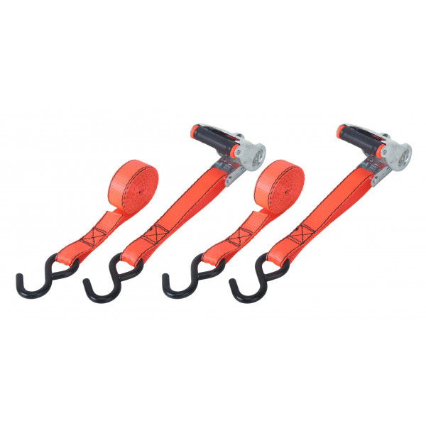 2 pc1 in. x 8 ft 1,500 lb “Web Clamp” Ratchet Tie-Down Strap Set