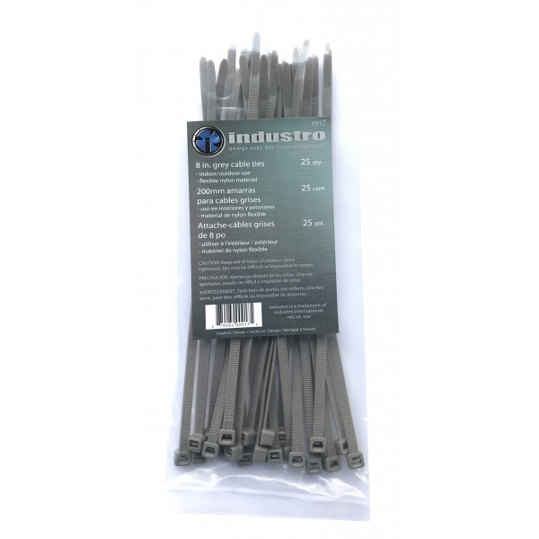 25 pc 8 in. Grey Cable Ties