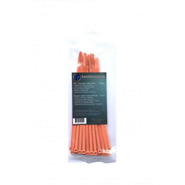 25 pc 8 in. Orange Cable Ties