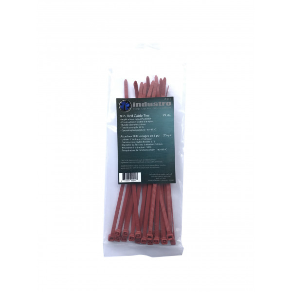 25 pc 8 in. Red Cable Ties