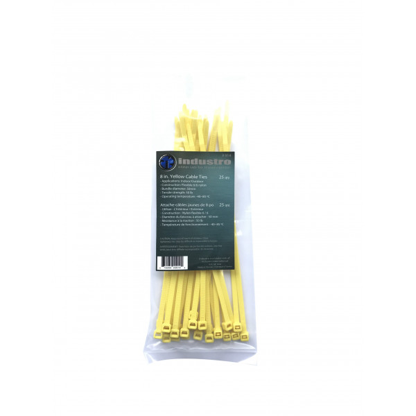 25 pc 8 in. Yellow Cable Ties