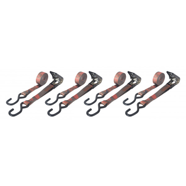 4 pc 1 in. x 10 ft 300 lb Camo Ratchet Tie-Down Strap Set