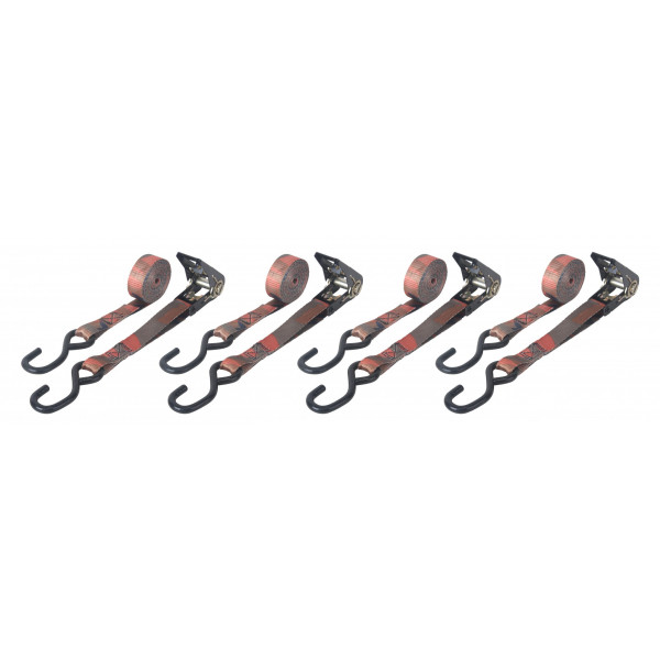 4 pc 1 in. x 10 ft 900 lb Camo Ratchet Tie-Down Strap Set
