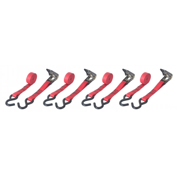 4 pc 1 in. x 6 ft 660 lb Ratchet Tie-Down Strap Set