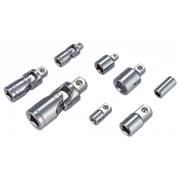 8 pc Socket Adapter and Universal Joint Set