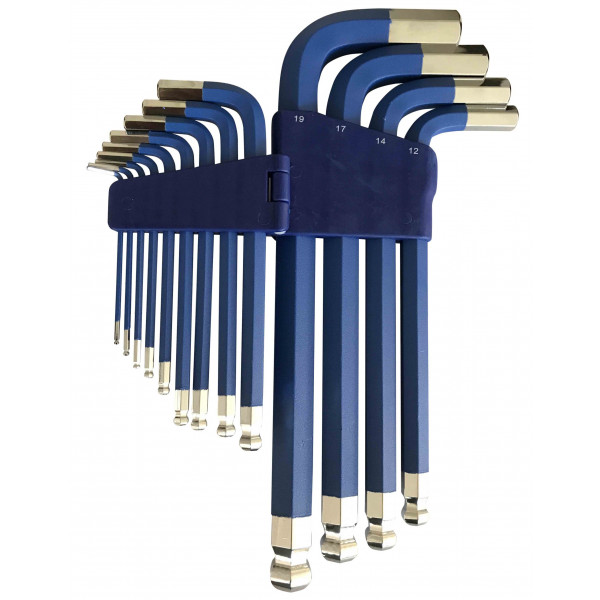 Large 2 mm – 19 mm Metric Ball End Magnetic Hex Key Set (13-Piece)