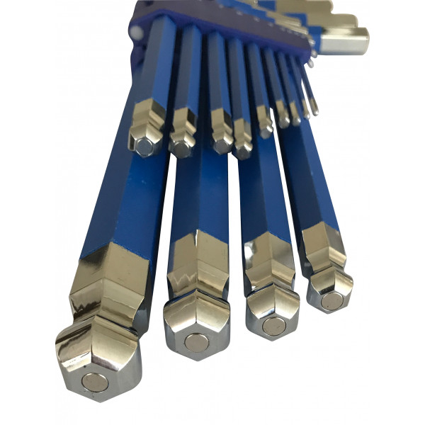 Large 2 mm – 19 mm Metric Ball End Magnetic Hex Key Set (13-Piece)